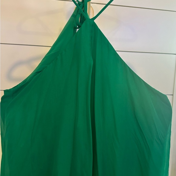 TRINA TURK Emerald Green chiffon dress, High/Low Sz 12 - Picture 3 of 3